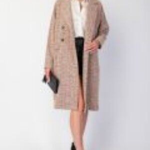 NWT Easel brand Double Breasted Tweed Coat in Blush Grey